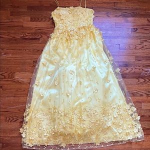Yellow flower gown with pearl embellishments